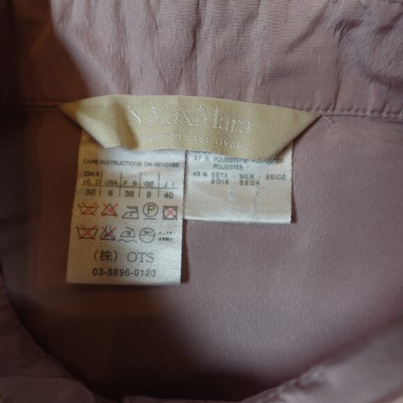 MaxMara Top Womens 6 Silk Blend Button Front Blush Pink Long Sleeve Collared - Picture 2 of 11